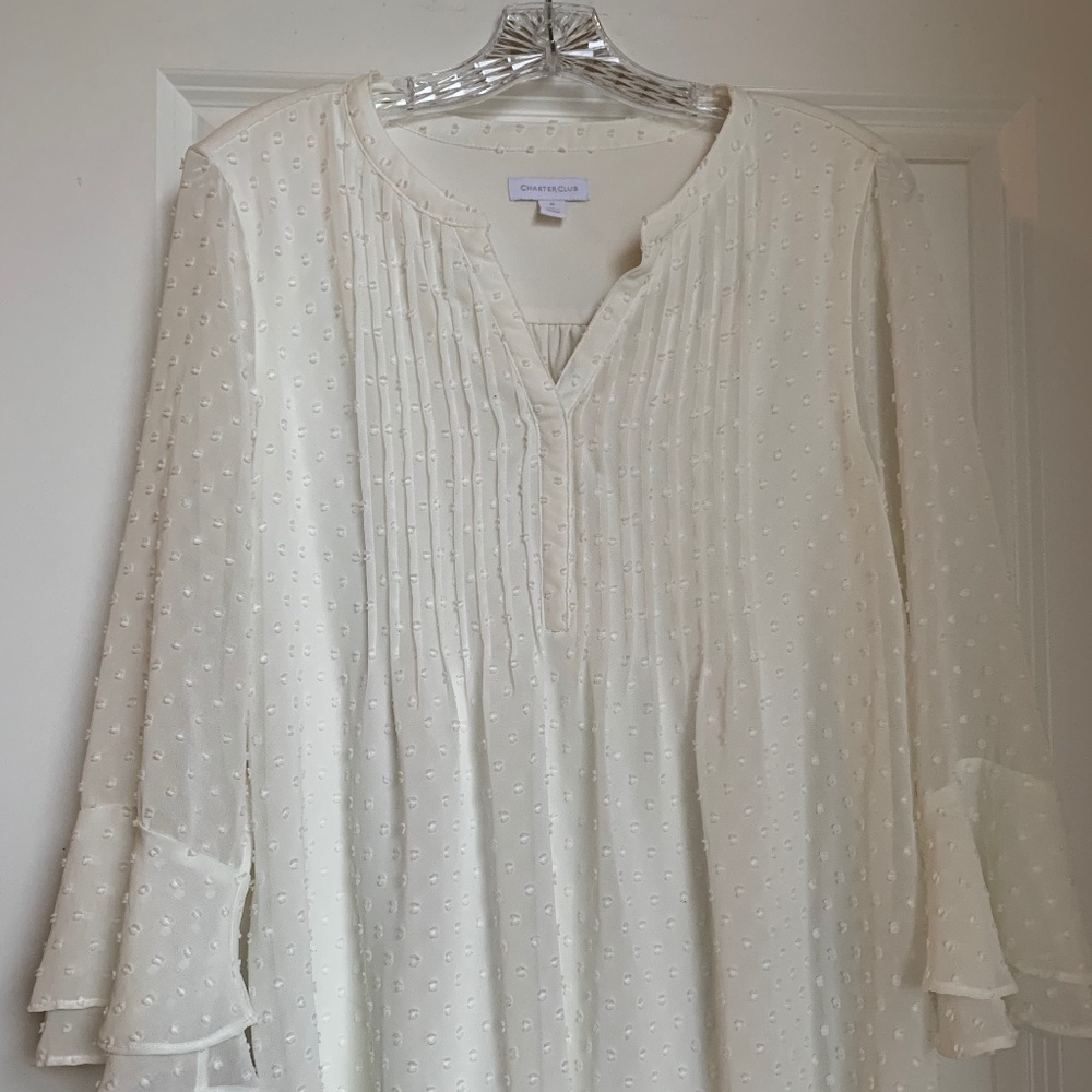 White, Swiss dot Charter Club blouse